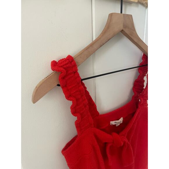 Madewell Tie Front Ruffle Tank Top XS Red - Picture 3 of 7